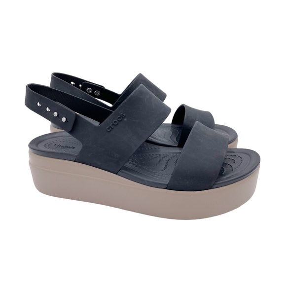 CROCS Shoes - Crocs Brooklyn Low Wedge Platform Sandals in Black Mushroom Taupe Women's Size 8